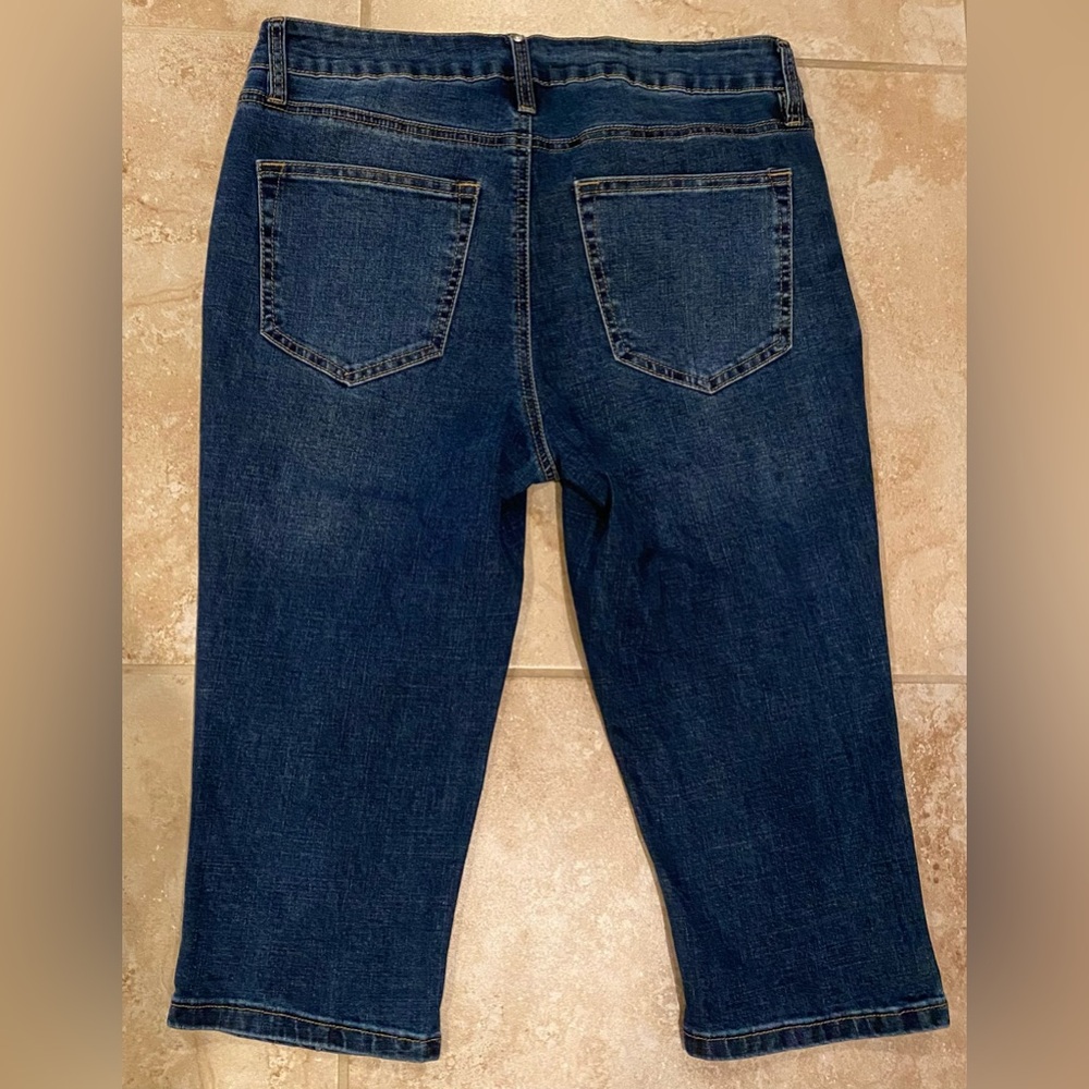 RM Rebecca Minkoff Y2K Skinny Capri Dark Blue Pant/Cropped Denim Jeans (Size 6) - Picture 5 of 10